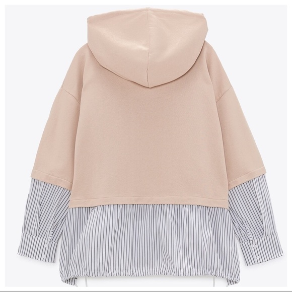 NWT. Zara Beige Contrast Hooded Sweatshirt. Size S. - Picture 5 of 10